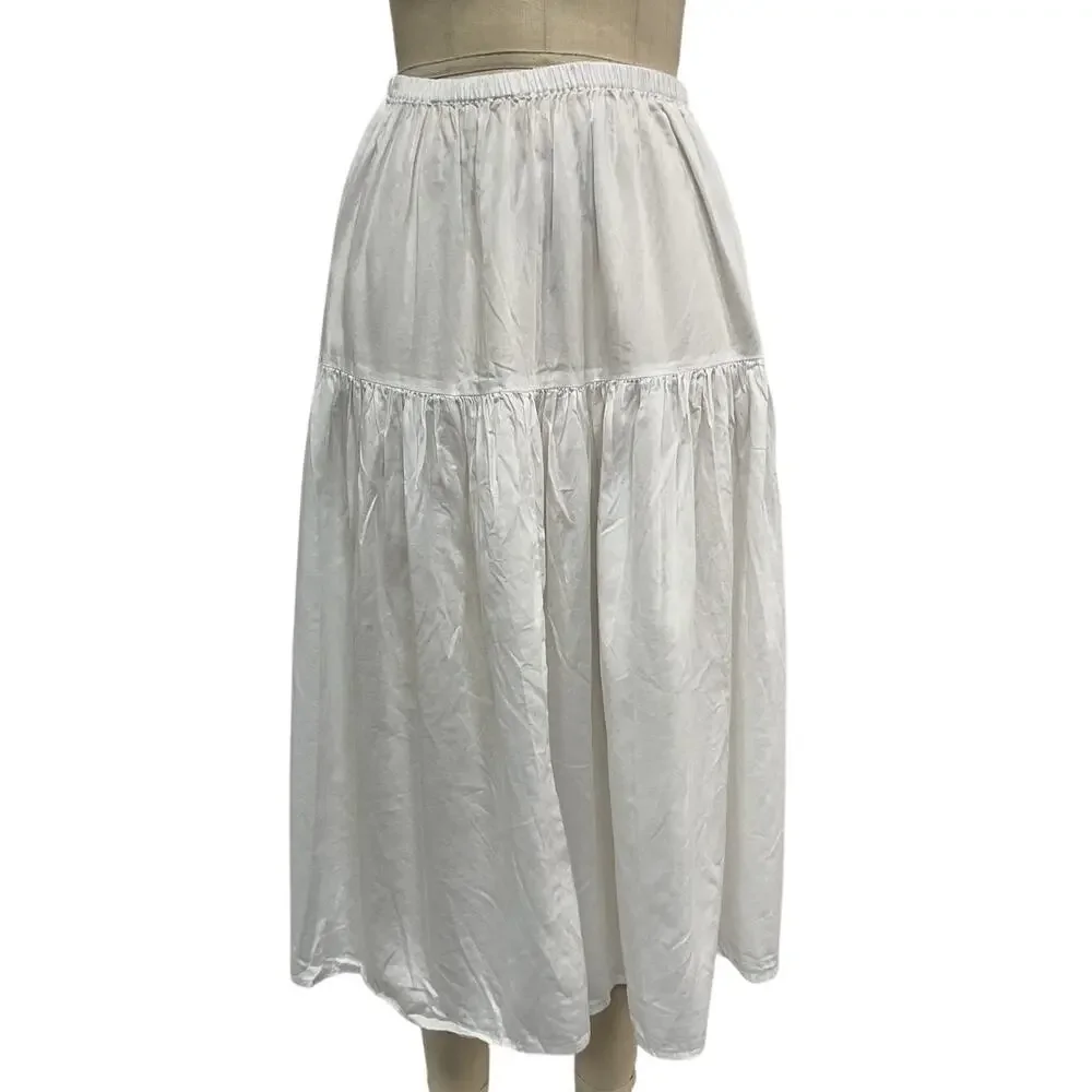 Enza Costa Tiered White Maxi Skirt Size 0 / XS - Picture 2 of 5